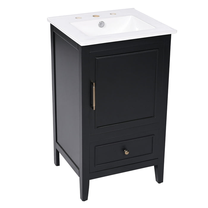 Modern Bathroom Vanity With Sink, Cabinet Storage, Drawer & Adjustable Feet