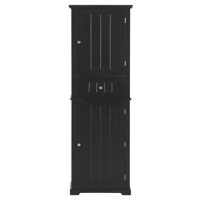 Tall Freestanding Bathroom Storage Cabinet With Drawer And Adjustable Shelf