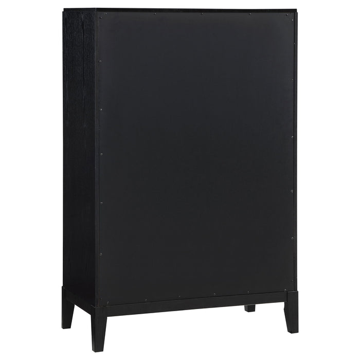 Mason - 5 Drawer Chest With Fluted Design - Black