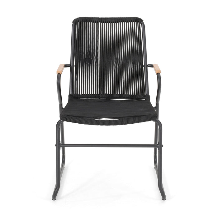 Moonstone - Outdoor Club Chair Set With Rope Weave Design - Black