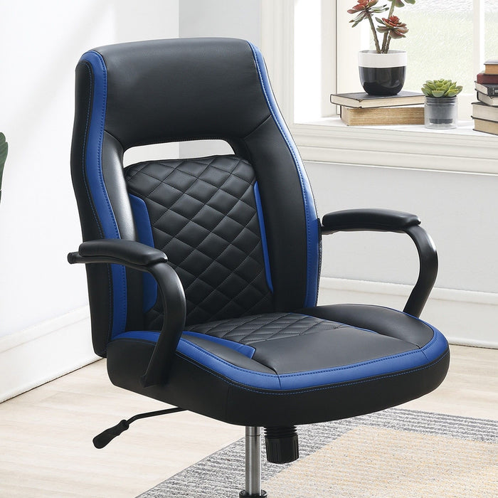 Ergonomic Office Chair With Armrests, Adjustable Design - Black / Blue