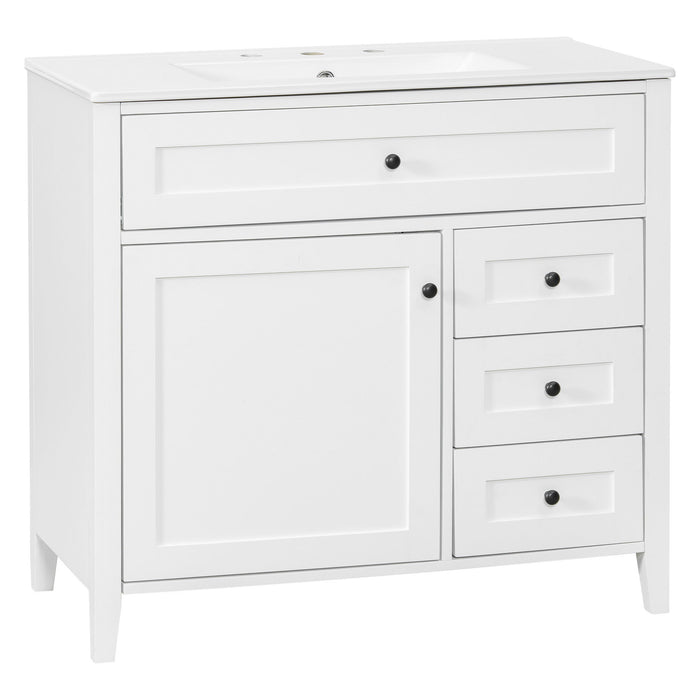 Bathroom Vanity With Sink, Cabinet With 3 Drawers And Adjustable Shelf
