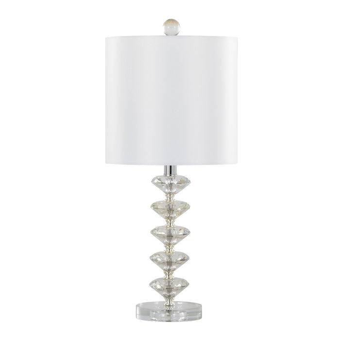 Diamond - Stacked Contemporary Crystal Table Lamp (Set of 2) - Clear / Off White / Chrome