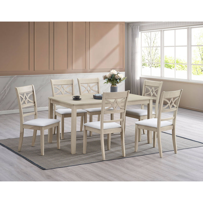 Ferris - 7 Piece Dining Set With Cross Back Chairs And Rectangular Table - Antique White