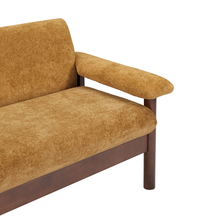 Sofa With Pillow Top Arms, Single Cushion Couch For Living Room - Yellow