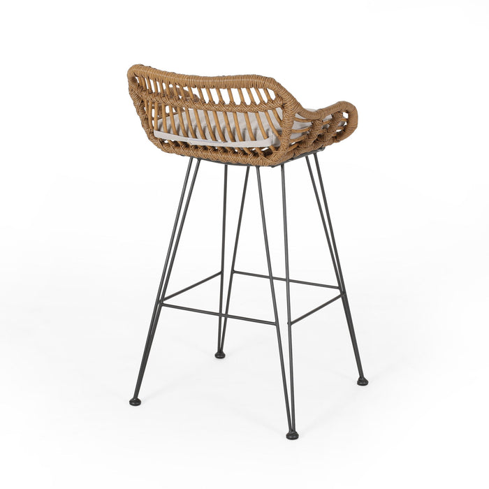 Outdoor Rattan Bar Chair With Metal Legs