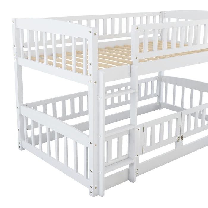 Low Bunk Bed With Slide, Fence And Ladder