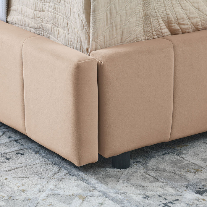 Mid-Century Storage Upholstered Tufted Bed Frame With Backrest And Armrests