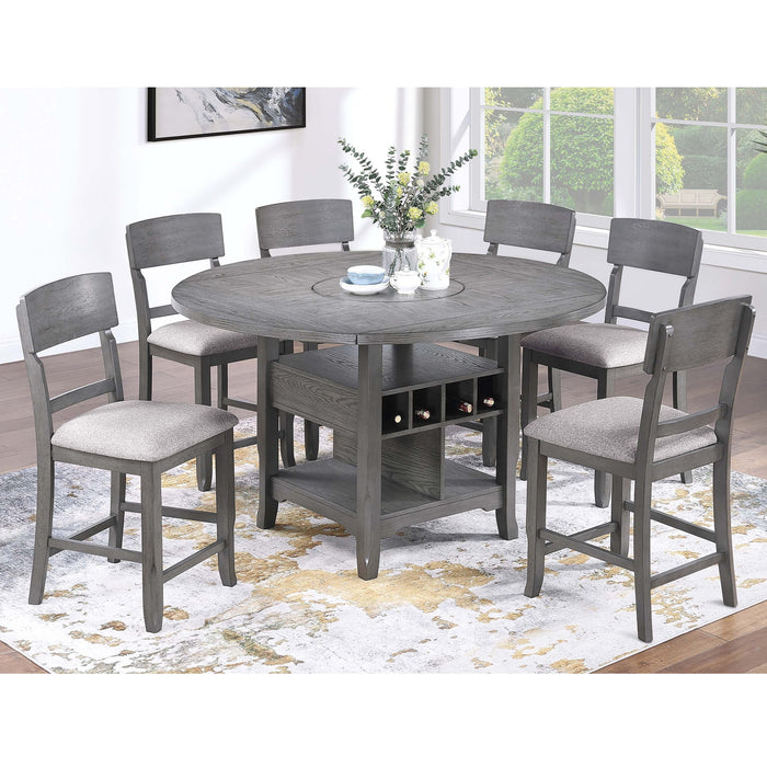 Counter Height Dining Table With Built In Lazy Susan And Storage Shelves