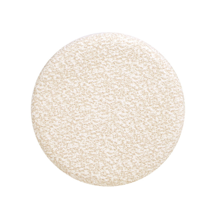 Hampton - Round Upholstered Ottoman With Scalloped Base - Speckled Egg Beige