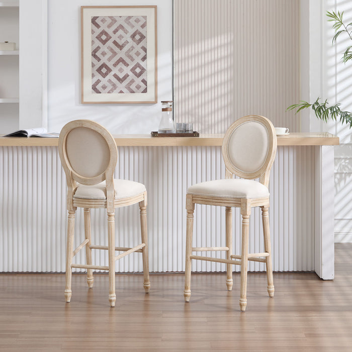 French Country Bar Chairs & Round Back (Set of 2)
