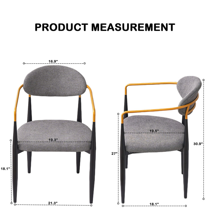 Modern Upholstered Dining Chair With Accented Armrests (Set of 2)