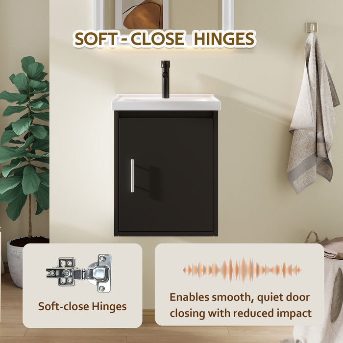 Floating Bathroom Vanity Combo, Wall Mounted Cabinet With Sink & Soft Close Doors For Small Bathrooms