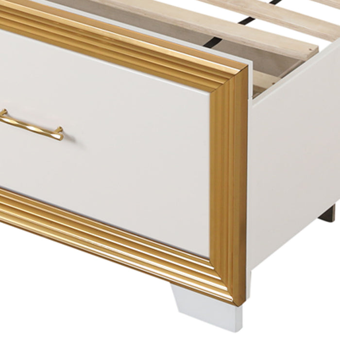 Obsession - Queen Size Bed With LED Headboard And Footboard Storage Drawer - White