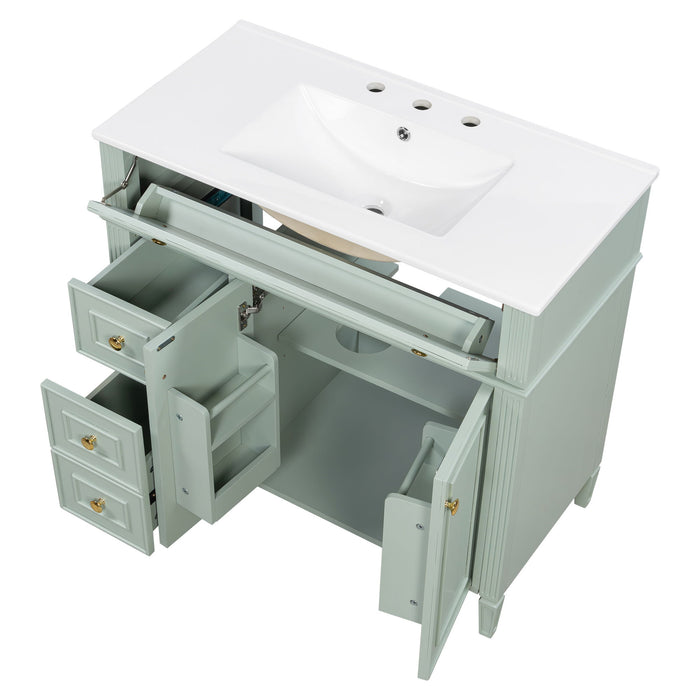 Bathroom Vanity With Sink, 3 Drawers & 2 Soft-Close Doors