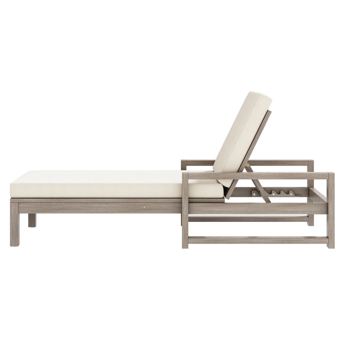Outdoor Lounge Chairs, 5 Position Chaise Lounge With Adjustable Backrest (Set of 2) - Gray