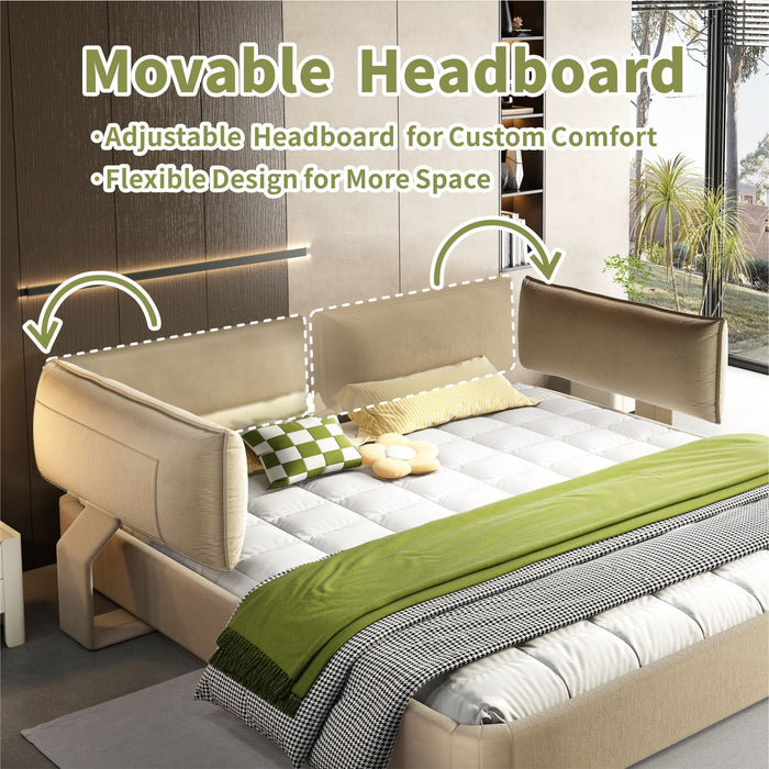 Cloud Bed Frame With Oversized Padded Movable Headboard