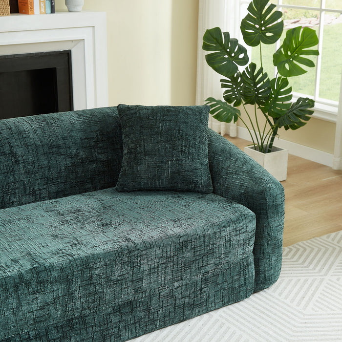 Curved Convertible Sofa, 2 In 1 Fold Out Bed With Pull Out Base And Deep Seat