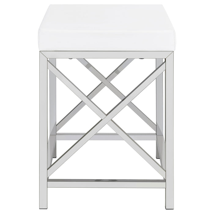 Hamlin - Makeup Vanity Table With Lighted Mirror And Padded Stool - White