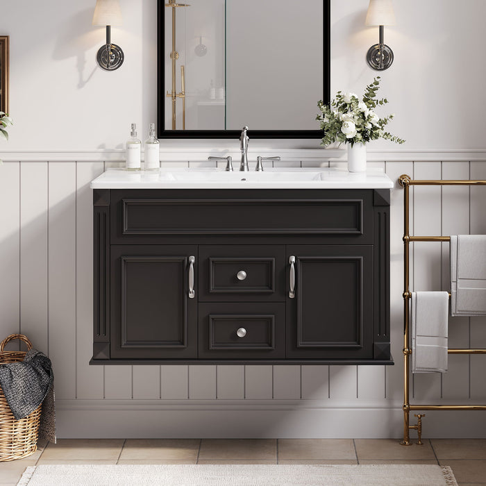 French Simple Style Wall Mounted Bathroom Cabinet With Sink