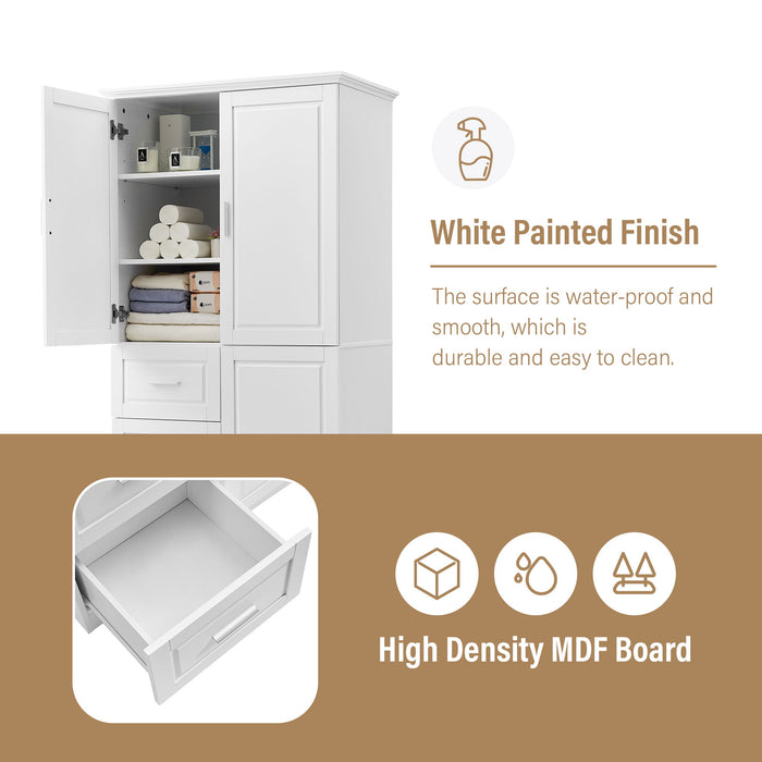 Tall And Wide Storage Cabinet With Doors, 3 Drawers