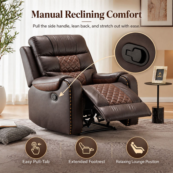 Heated Massage Recliner With Remote Control - Brown