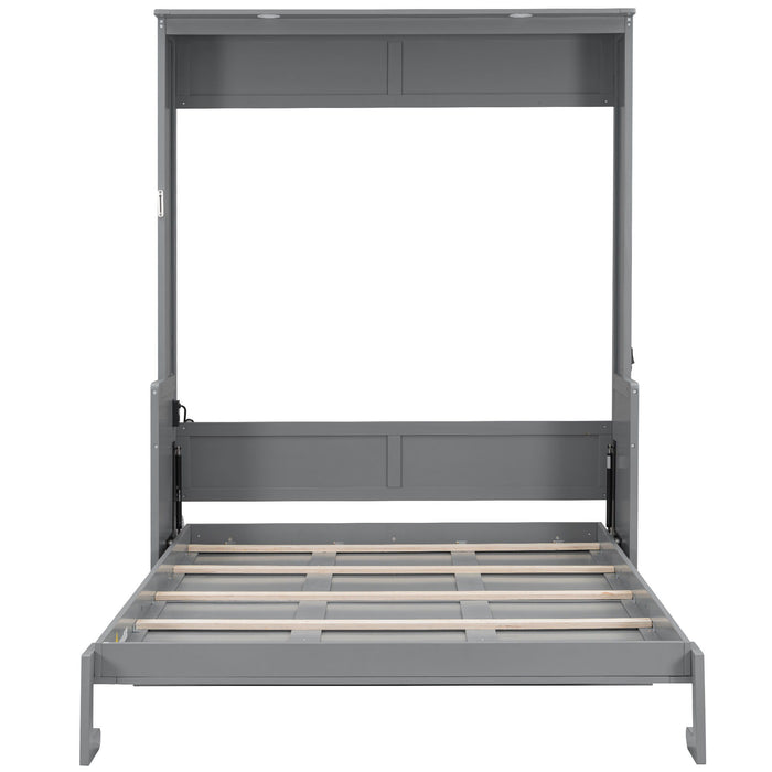Murphy Bed With Desk, LED Lights And USB Charging Station