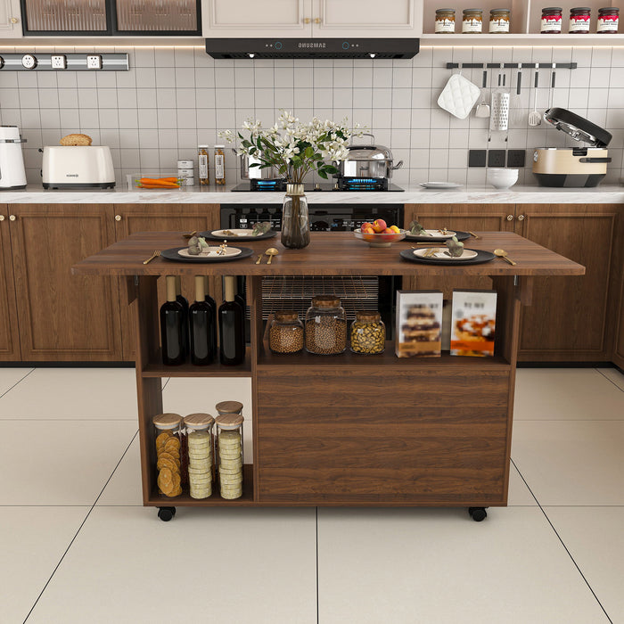 Multi Functional Folding Table With Storage Shelves And Wheels