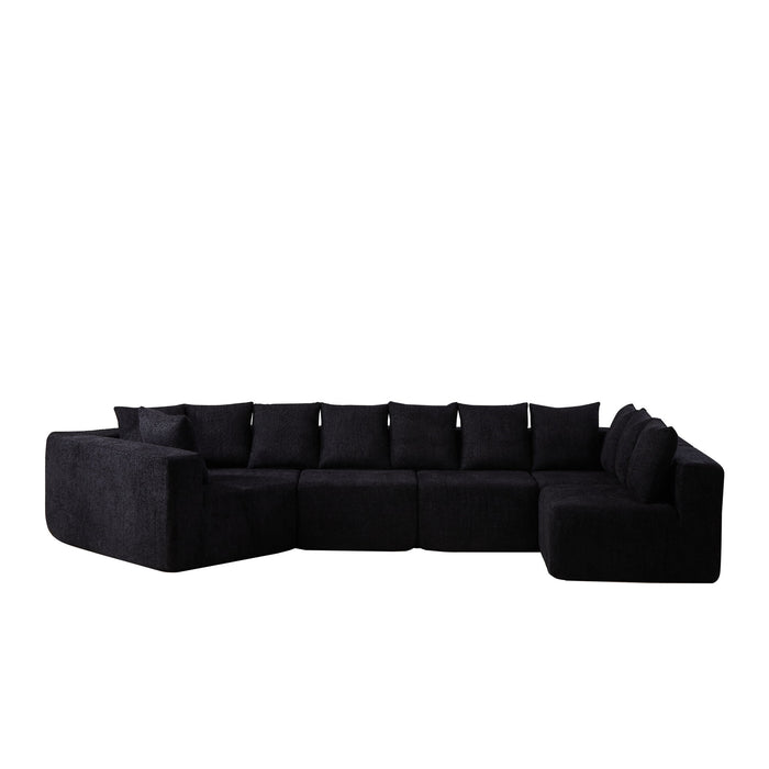 L - Shaped Modular Sofa With Deep Seat And 11 Pillows