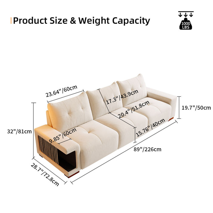 3 Seater Sofa Couch For Living Room, Modern Couches For Small Space, Cat Nest Sofa, For Cat Friendly, Comfy Couch With Waterproof And Cat Scratch Resistant Fabric