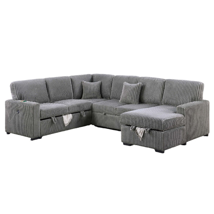 Convertible Sectional Upholstered Sleeper Sofa With Storage Chaise