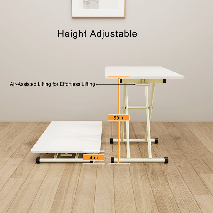 Adjustable Standing Table, Indoor & Outdoor Use, Portable With Adjustable Height - Off White / White