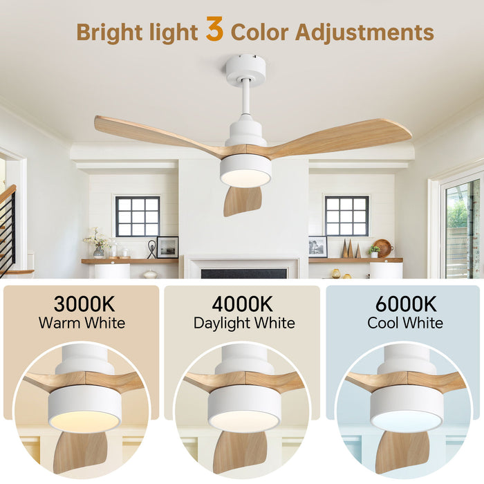 48" Ceiling Fan With Light And App Control, Quiet DC Motor, 6 Speed Fan, Dual Mounting - White
