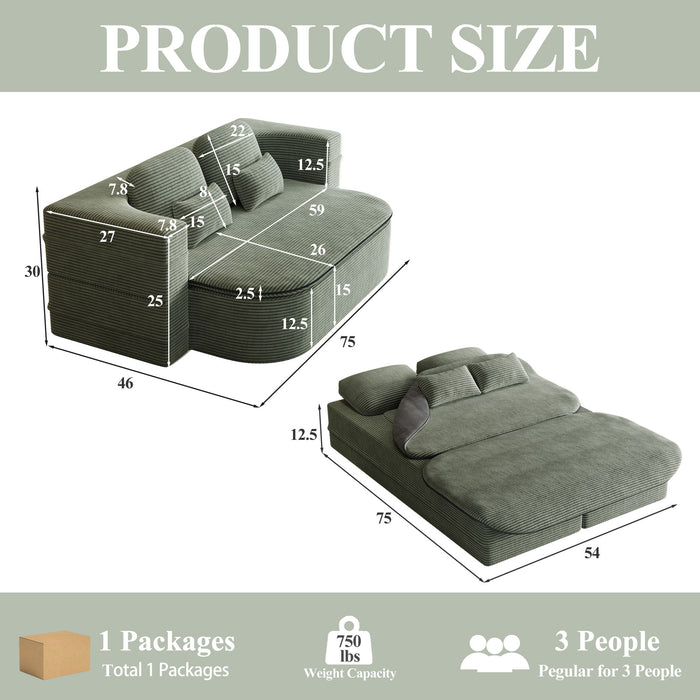 2 In 1 Foldable Sofa Bed With Multi Functional Blanket