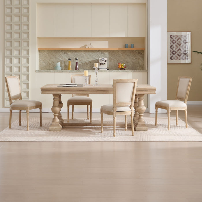 Dining Chairs Upholstered With T - Shaped Back (Set of 2) - Beige