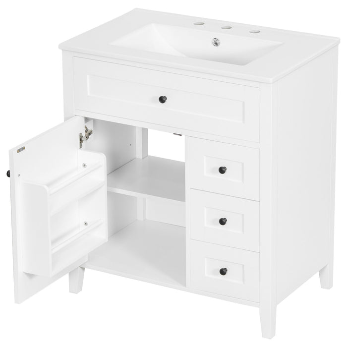 Bathroom Vanity With Sink, 3 Drawers And Adjustable Shelf