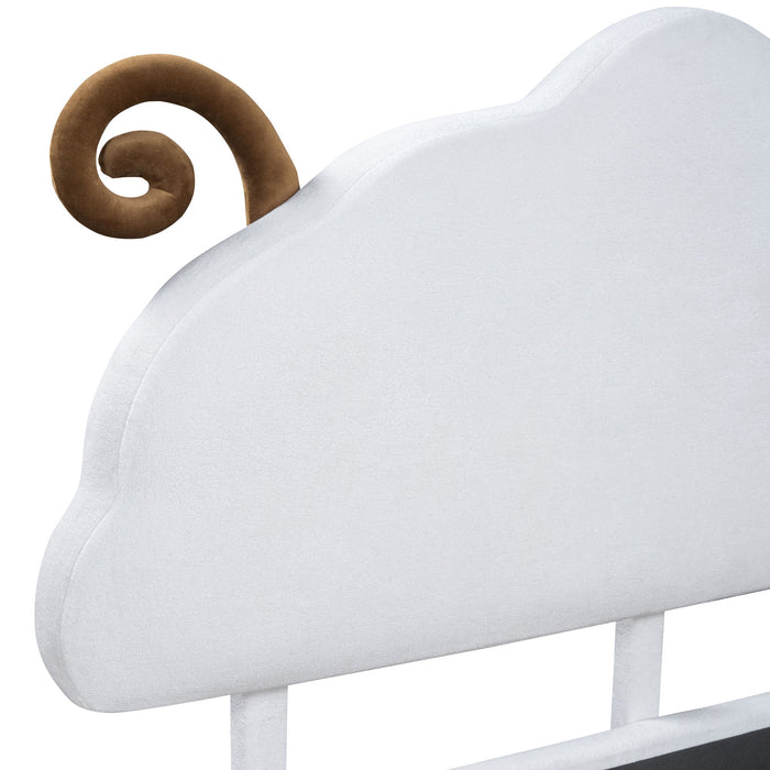 Upholstered Platform Bed With Sheep Shaped Headboard