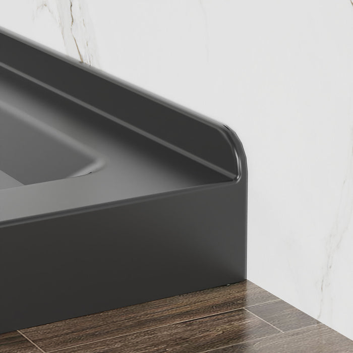 Shower Base, Anti Slip Center Drain Double Threshold - Black