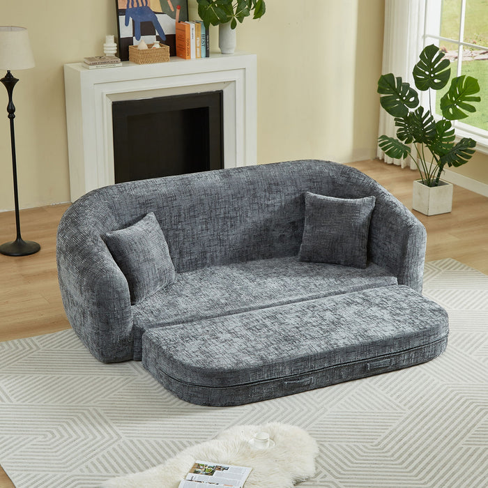 Curved Convertible Sofa, 2 In 1 Fold Out Bed With Pull Out Base And Deep Seat