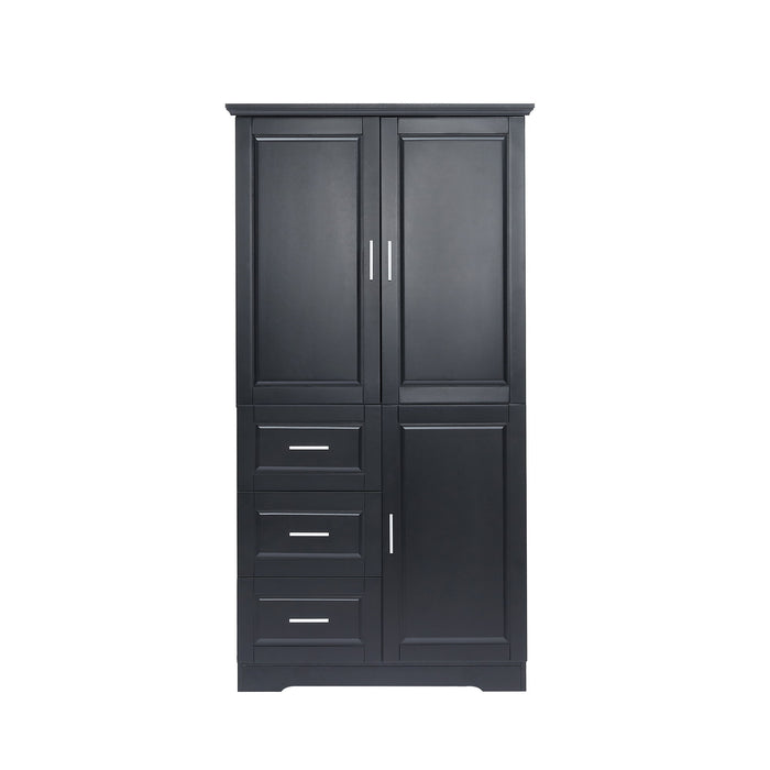 Tall And Wide Storage Cabinet With Doors, 3 Drawers