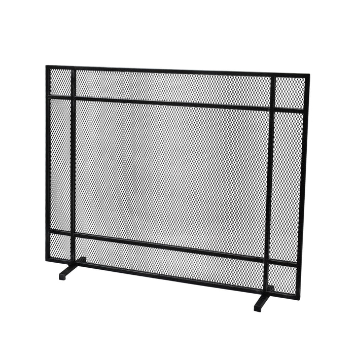 Markus - Modern Single Panel Iron Firescreen Black Brushed Silver