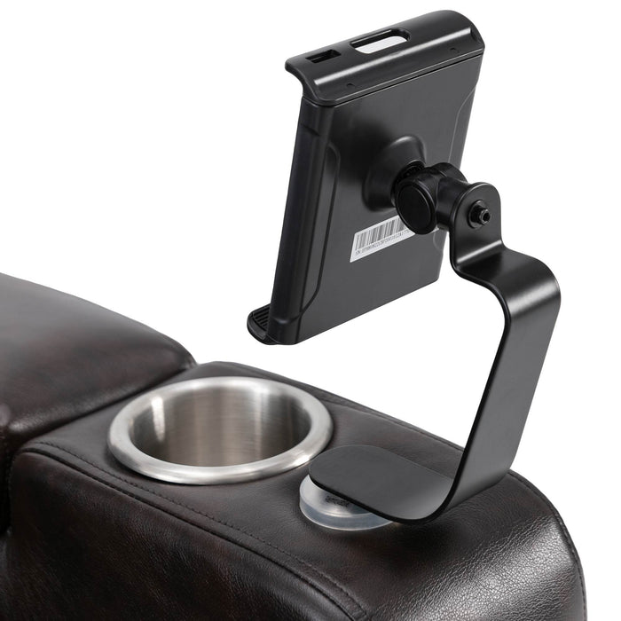 Power Recliner With Storage Arms, Cupholders, Swivel Tray Table And Cell Phone Stand - Brown