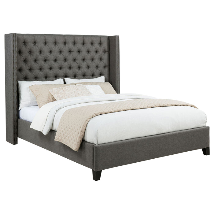 Lendra - Upholstered Wingback Bed With Tufted Headboard