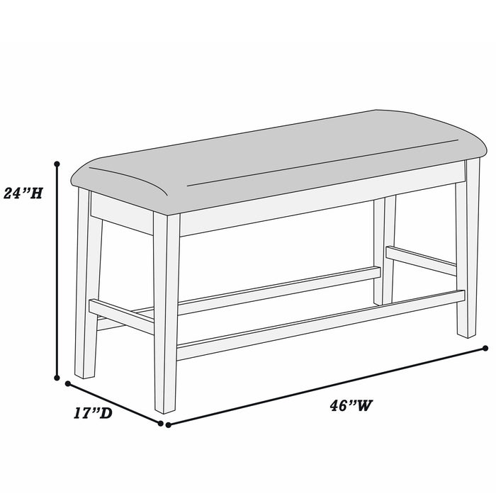 Cushion Padded Seat Counter Height Dining Bench - Walnut