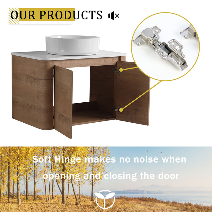 Wall Mounted Bathroom Vanity & Art Sink & 1 Soft Close Door