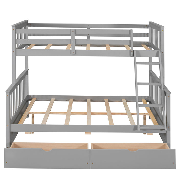 Bunk Bed With Ladders And 2 Storage Drawers