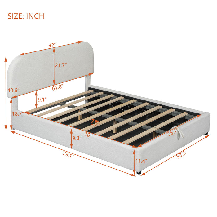 Upholstered Platform Bed With Hydraulic Storage System
