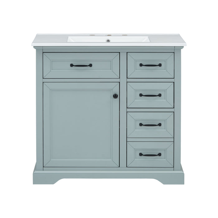 Bathroom Vanity With Sink, 2 Tip Out Drawers, Soft Close Hinges - Gray
