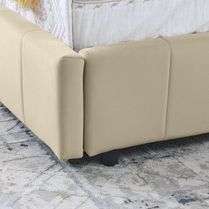 Upholstered Storage Tufted Bed Frame With Backrest And Armrests