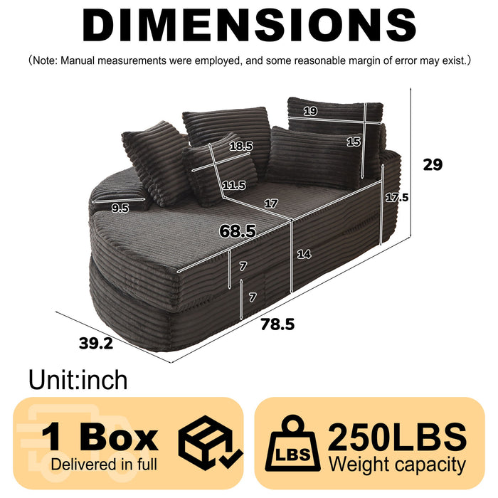 Semi Circular 2 In 1 Sofa Bed With Neck Pillow And Throw Pillows